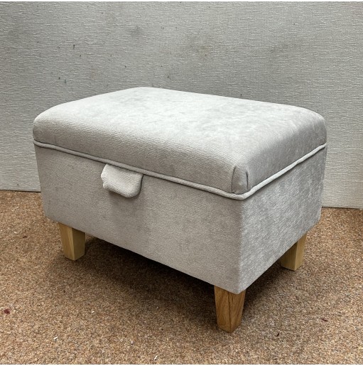 CLEARANCE Storage Ottoman in Pimlico Ice Grey Fabric