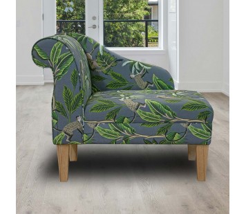 36" Compact Chaise Longue in Monkey Grey 100% Cotton Fabric