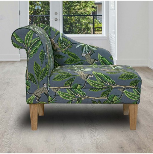 36" Compact Chaise Longue in Monkey Grey 100% Cotton Fabric