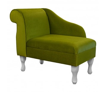 36" Compact Chaise Longue in Malta Grass Deluxe Velvet Fabric