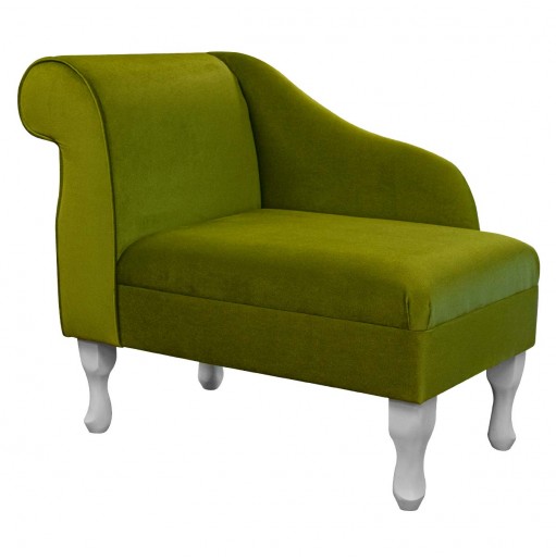 36" Compact Chaise Longue in Malta Grass Deluxe Velvet Fabric