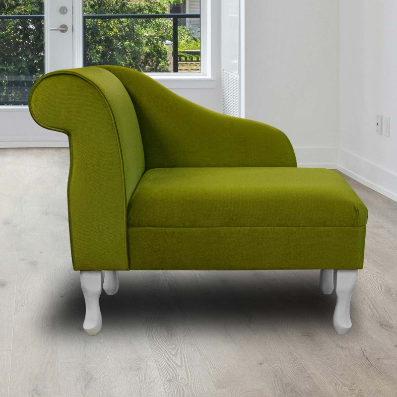 36" Compact Chaise Longue in Malta Grass Deluxe Velvet Fabric