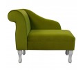 36" Compact Chaise Longue in Malta Grass Deluxe Velvet Fabric