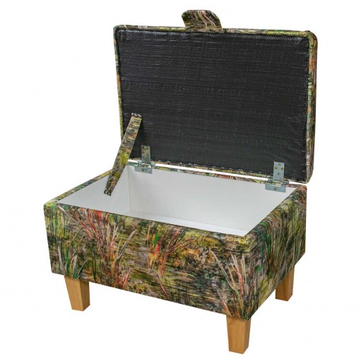 Storage  Ottoman in Maestro Mir Floral Green Printed Velvet Fabric