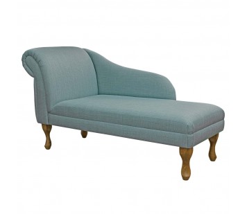 52" Medium Chaise Longue in Emporio Sky Faux Slub Linen Fabric