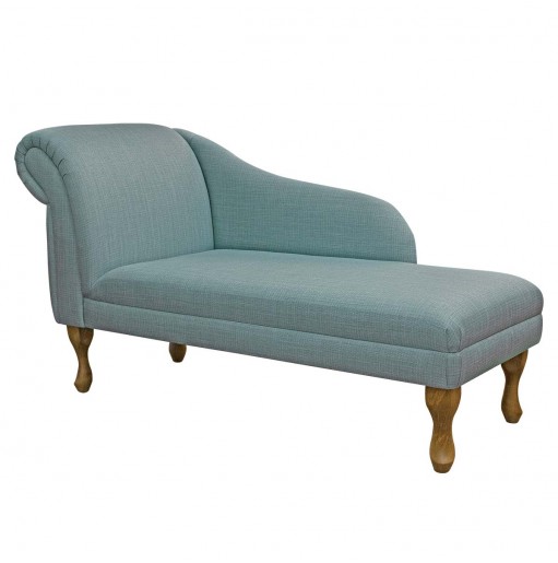 52" Medium Chaise Longue in Emporio Sky Faux Slub Linen Fabric