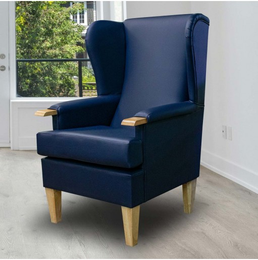 Kensington Orthopaedic Armchair in Ultima Faux Leather Crib 5 Atlantic Vinyl  - Hospitality & Care Edition