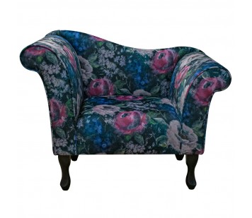 Designer Chaise Chair in Designer Chaise Chair in Prints Vol 1 Blossom Fuchsia Velvet Fabric Fabric