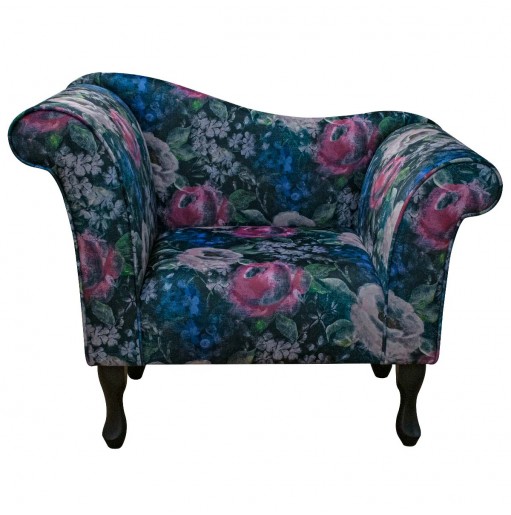 Designer Chaise Chair in Designer Chaise Chair in Prints Vol 1 Blossom Fuchsia Velvet Fabric Fabric