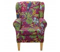 Standard Wingback Fireside Chair in Rainforest Cranberry Cotton Fabric