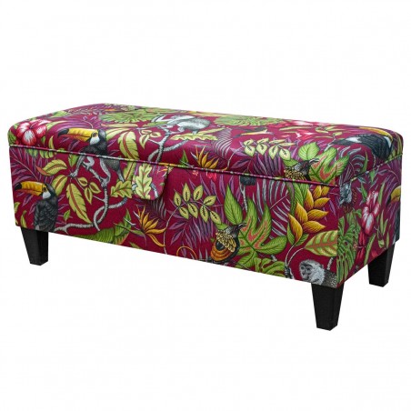 Rainforest Cranberry Cotton Ottoman