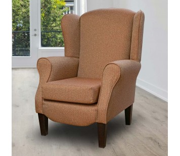 Duchess Wingback Armchair in a Dundee Hopsack Terra Fabric