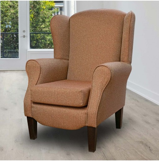 Duchess Wingback Armchair in a Dundee Hopsack Terra Fabric