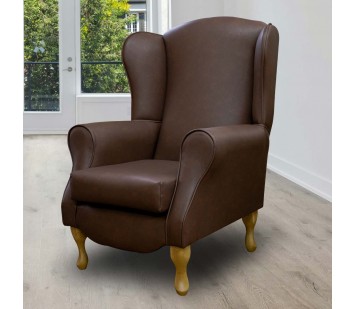 Duchess Wingback Armchair in an Infiniti Tan Faux Leather Fabric