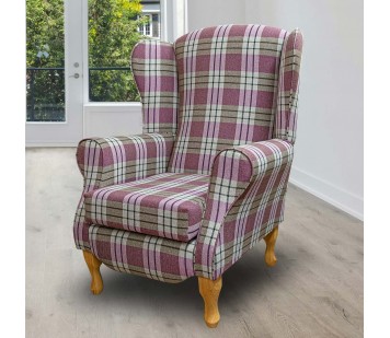 Duchess Wingback Armchair in a Kintyre Heather Tartan Fabric