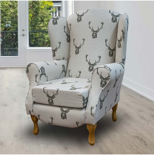 Duchess Wingback Armchair in a Stag Cotton Fabric