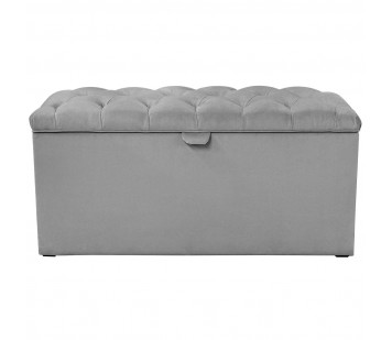 Buttoned Blanket Box in Malta Silver Deluxe Velvet Upholstery