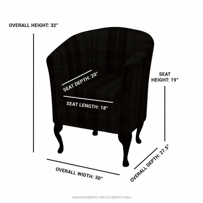 teal tub chair dimensions