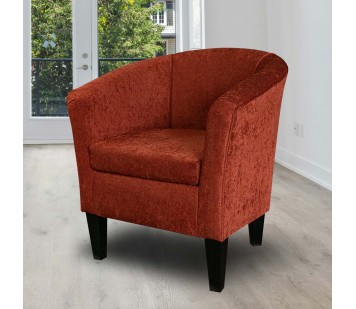 Designer Tub Chair in Belvedere Orange Textured Chenille Fabric