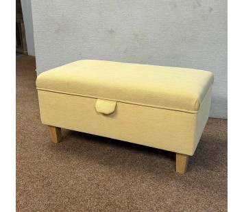 CLEARANCE Storage Footstool Ottoman in Lemon Velvet Fabric