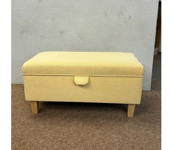 CLEARANCE Storage Footstool Ottoman in Lemon Velvet Fabric