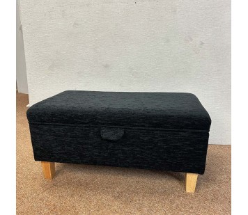 CLEARANCE Storage Footstool Ottoman in Portobello Black Fabric