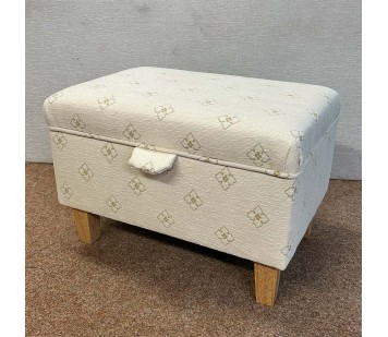 CLEARANCE Storage Ottoman in Ivory Lattice Fabric