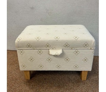 CLEARANCE Storage Ottoman in Ivory Lattice Fabric