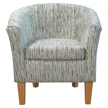 CLEARANCE LUXE Designer Tub Chair in Extravaganza Stripe Burst Lime Fabric