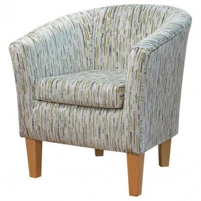 CLEARANCE LUXE Designer Tub Chair in Extravaganza Stripe Burst Lime Fabric