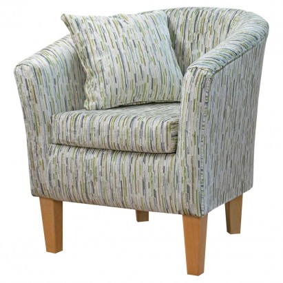 CLEARANCE LUXE Designer Tub Chair in Extravaganza Stripe Burst Lime Fabric