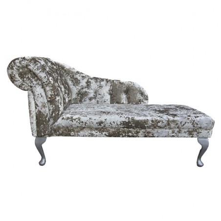 LUXE 52" Medium Buttoned Chaise Longue in a Lustro Jade Chenille Fabric