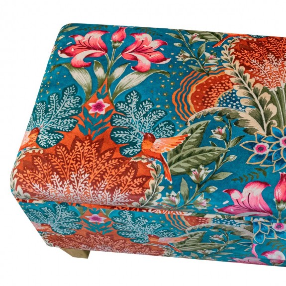 LUXE Storage Bench Stool in Babooshka Tapestry Floral Velvet Fabric