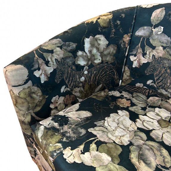 Designer Tub Chair in Maestro Goya Green Floral Printed Velvet Fabric