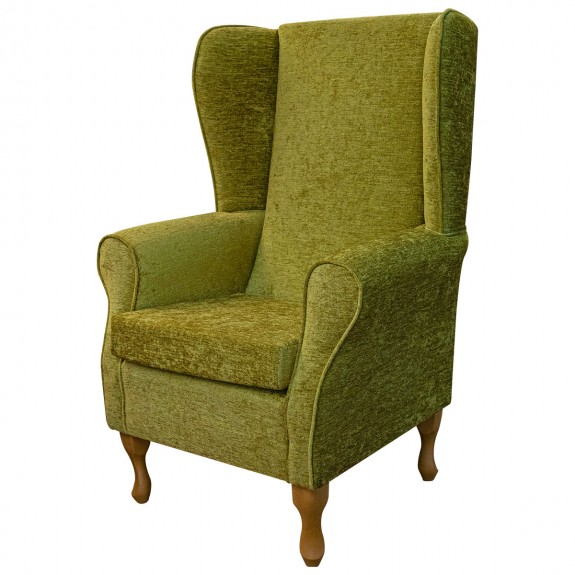 Large High Back Chair in Carlton Lime Modern Chenille Fabric