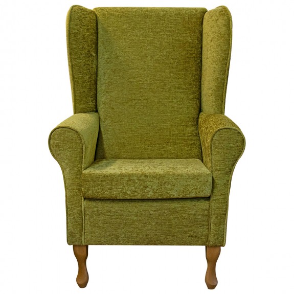 Large High Back Chair in Carlton Lime Modern Chenille Fabric