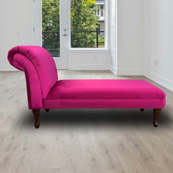 52" Medium Armless Chaise Longue in Monaco Boysenberry Supersoft Velvet Fabric