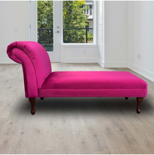 52" Medium Armless Chaise Longue in Monaco Boysenberry Supersoft Velvet Fabric