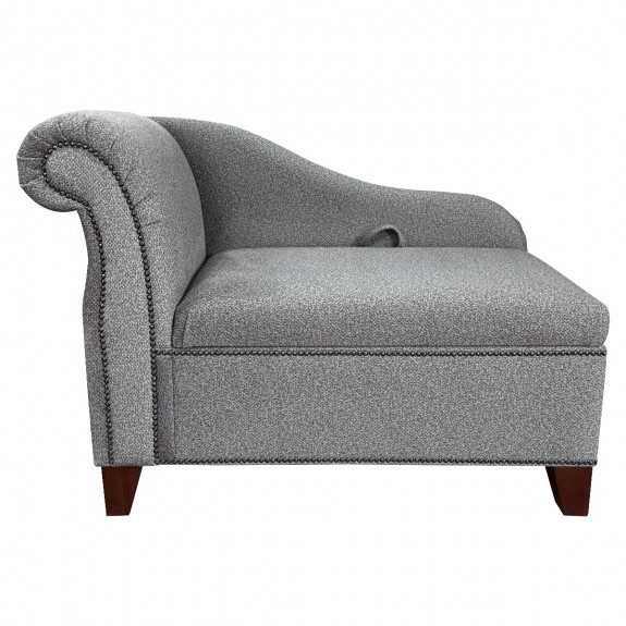 41" Storage Chaise Longue in Colombus Platinum Thick Boucle Fabric