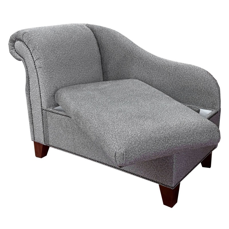 41" Storage Chaise Longue in Colombus Platinum Thick Boucle Fabric