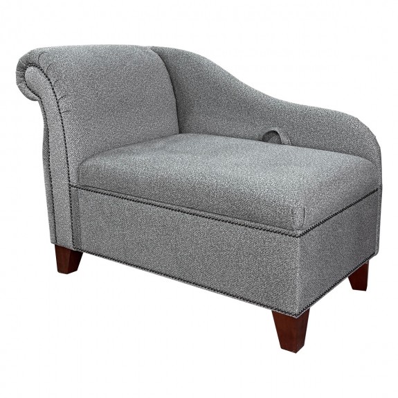 41" Storage Chaise Longue in Colombus Platinum Thick Boucle Fabric