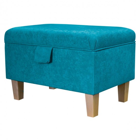 OUTLET Storage Ottoman in Plush Light Blue Fabric