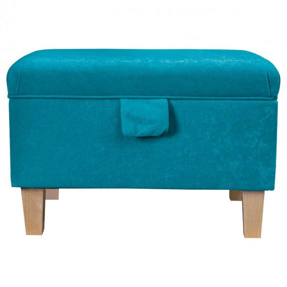 OUTLET Storage Ottoman in Plush Light Blue Fabric