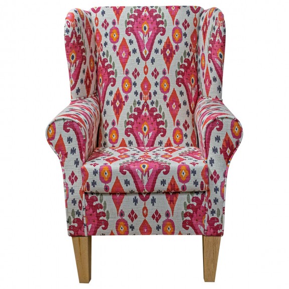 LUXE Standard Wingback Fireside Chair in Boho Begonia Fabric