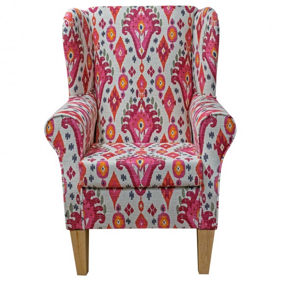 OUTLET LUXE Standard Wingback Fireside Chair in Boho Begonia Fabric