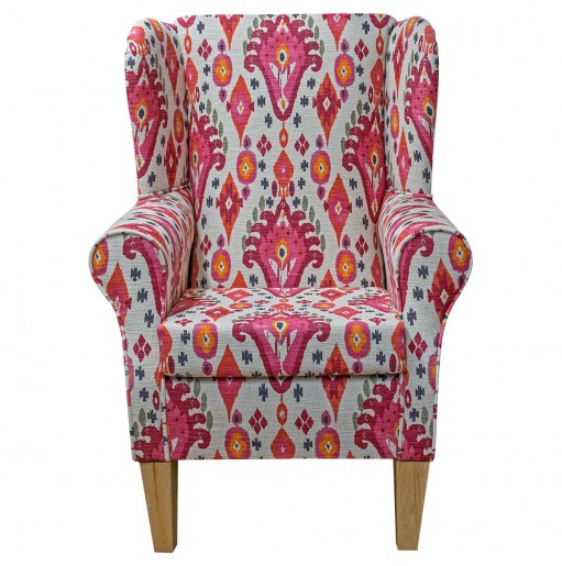 OUTLET LUXE Standard Wingback Fireside Chair in Boho Begonia Fabric