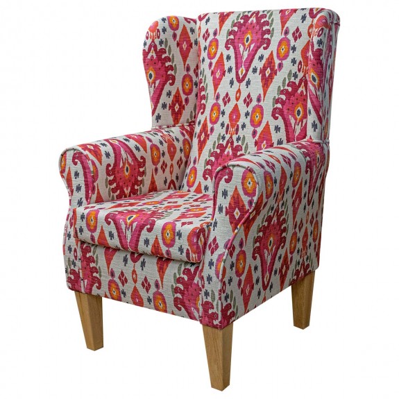 OUTLET LUXE Standard Wingback Fireside Chair in Boho Begonia Fabric