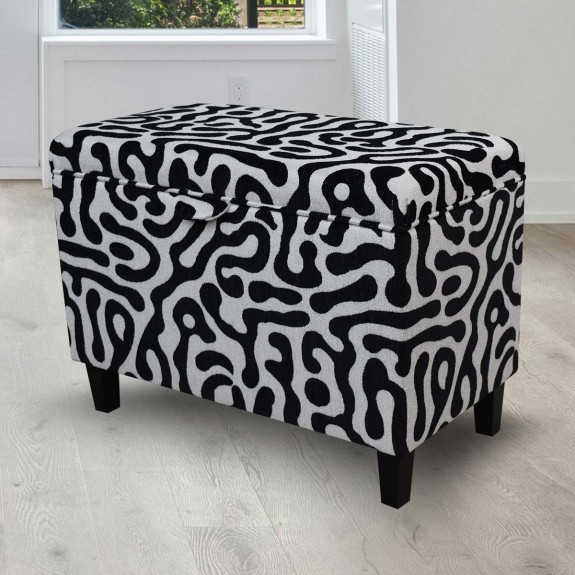 70cm Tall Storage Ottoman in Rosso Heavyweight Fluid Zebra Fabric