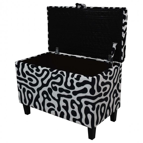 70cm Tall Storage Ottoman in Rosso Heavyweight Fluid Zebra Fabric