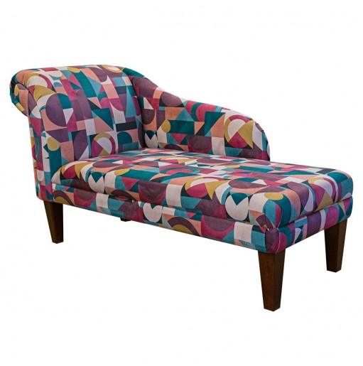 52" Medium Chaise Longue in Geometrica Bilberry Velvet Fabric